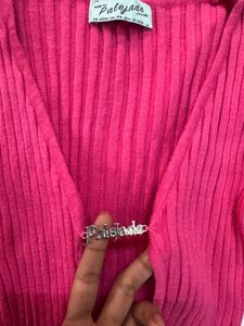 Pink Long Sleeve Crop Top