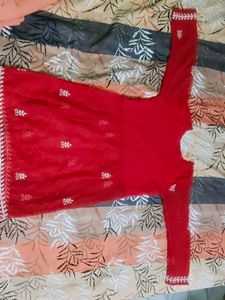 Red Embroidered Kurta