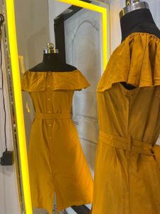 Mustard Yellow Off-Shoulder Dress