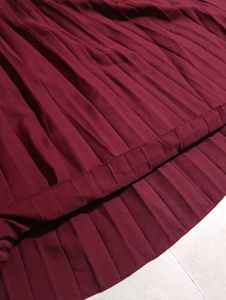 Maroon Pleated Midi Skirt