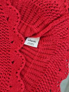 Red Ribbed Knit Sweater