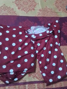 Maroon Polka Dot Kurta and Pants Set