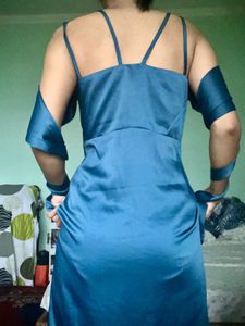 Stunning Teal Satin Maxi Dress