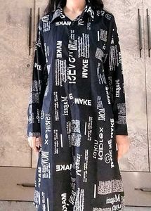 Abstract Print Long Sleeve Dress