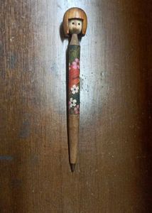 vintage kokeshi doll pen (collectible)