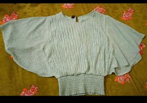Chic Light Blue Smocked Blouse
