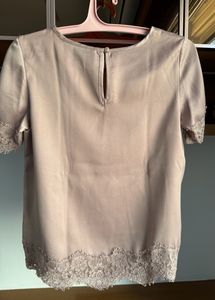 Elegant Lace Trim Satin Top