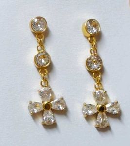Anti Tarnish floral drop earrings
