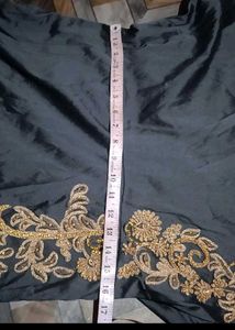 Elegant Grey Anarkali with Gold Embroidery