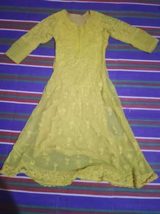 Yellow Embroidered Kurti