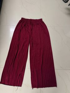 new Maroon polka dot wide leg trouser