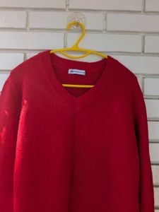V-Neck Red Knitted Sweater