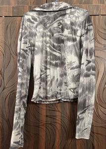 Chic Mesh Print Button-Up Top &amp; Skirt Set