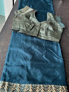 Elegant Teal Saree with Brocade Blouse