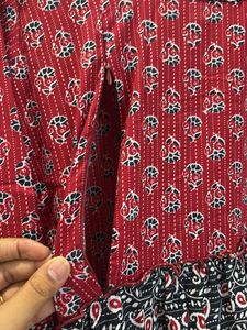 Red &amp; Black Printed feeding Dress