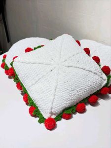 crochet rose pillow
