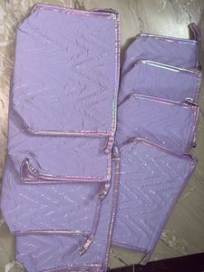 Purple Chevron Quilted Pouches Set of 8