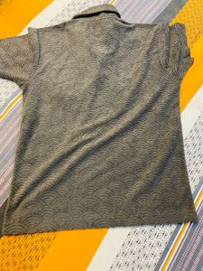 Snitch brand Men's Grey Patterned Short Sleeve Pol