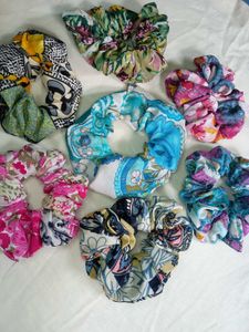 floral printed scrunchie set tie multicolor