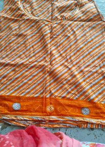 Orange Striped Lehenga Choli Set