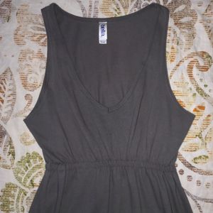 Grey V-neck High Waist Mini Dress