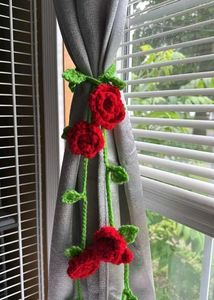 Crocheted Rose Curtain Tiebacks