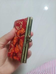 Vintage Red Floral Coin Pouch