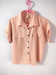 Peach Button-Up Boxy Top