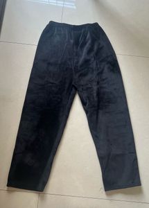 Faux Fur Black Velvet Lounge Pants 👖✨