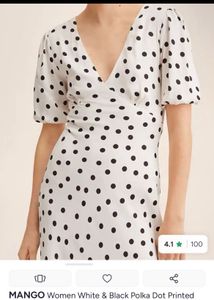 new-Mango Polka Dot Midi Dress