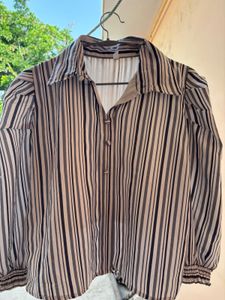 Chic Striped Button-Up Blouse