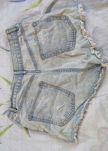 High-Waist Ripped Denim Booty Shorts