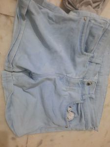 light blue denim shorts
