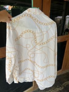 Chic Chain Print Button-Down Shirt