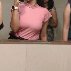 Korean Style Blush Pink High Neck Top