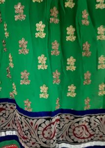Green &amp; Gold Embroidered Dupatta Never Used