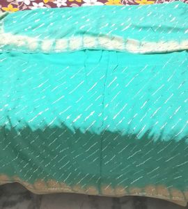Brand New Turquoise Sequined saree &amp; blouse