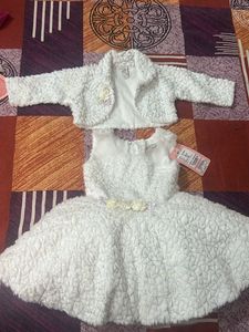 Baby Girl White Frock With Jeacket