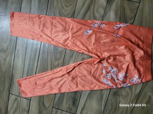 Brand New Branded Satin Silk Orange Printed Co Order Set