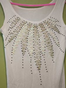 y2k vintage sequin embellished Sleeveless tank top
