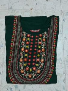 Embroidered Green Kurta