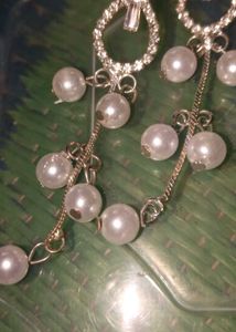 Elegant Pearl Drop Earrings with Crystal Accents