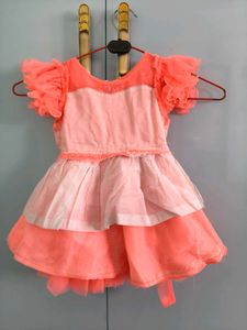Cute Coral Tulle Party Dress