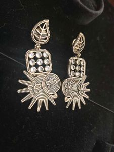 Unique Silver Tone Earrings From Orissa Tribal