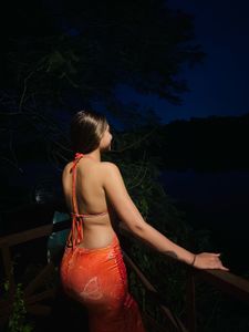 Stunning Orange Print Maxi Dress