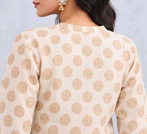 Fabindia Ethnic Motifs Silk Mandarin Collar Kurti