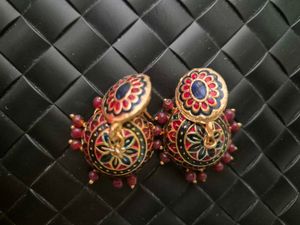 Meenakari Traditional Jhumka Earrings - Unused