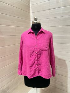 Vibrant Pink Oversized Button-Down Shirt