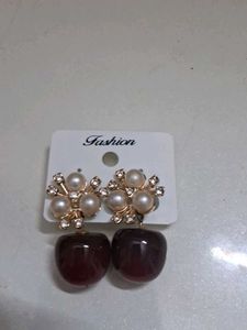 Cute Cherry &amp; Pearl Drop Earrings