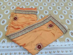 Elegant Orange Saree with Embellished Border